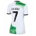 Tanie Strój piłkarski Liverpool Luis Diaz #7 Koszulka Wyjazdowej dla damskie 2023-24 Krótkie Rękawy